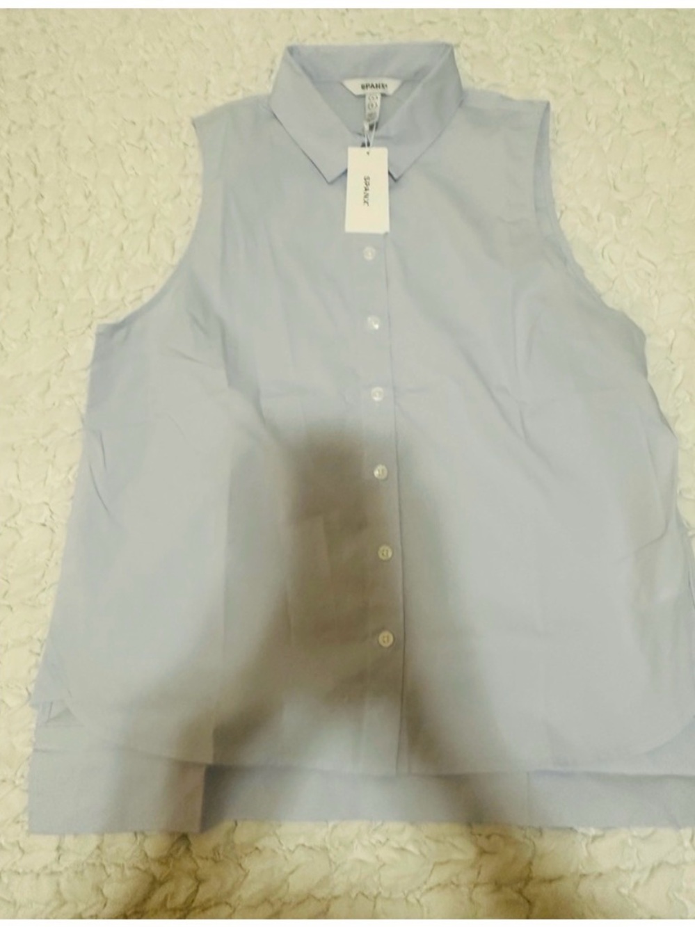 SPANX Light Blue Sleeveless Button-Down Collared Top